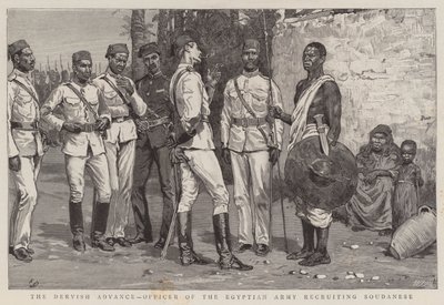 El avance del derviche, oficial del ejército egipcio reclutando sudaneses de Frank Dadd